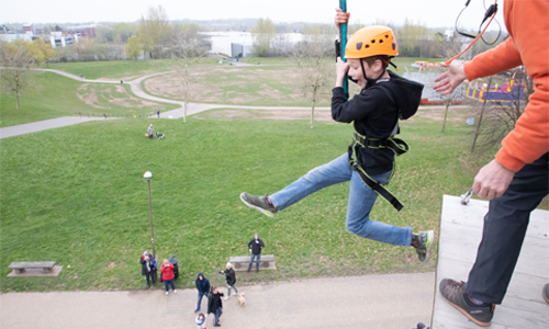 Image of a young boy on the Quick Jump course at Sky Reach